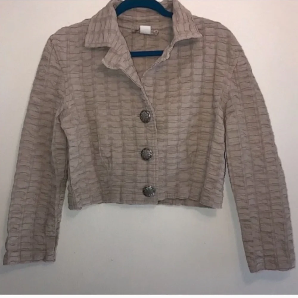 Painted Pony Vintage Beige/Tan Texture Cropped Cotton Jacket Small